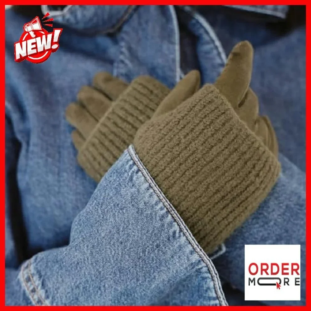 Faux Suede Gloves with Removable Knit Wrist Warmers, Cold Weather